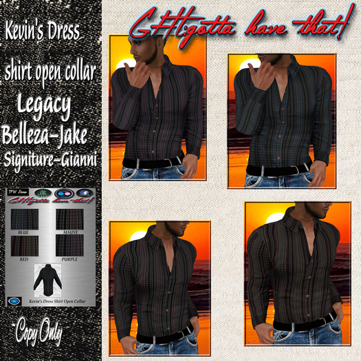 !GHT:BOX: MESH MALE KEVIN'S DRESS SHIRT OPEN COLLAR
