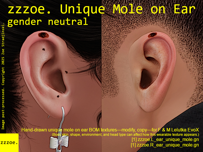 zzzoe. Unique Mole Ear BOM gender-neutral