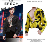 ERSCH - Nate Cardigan pat -yellow feathers-