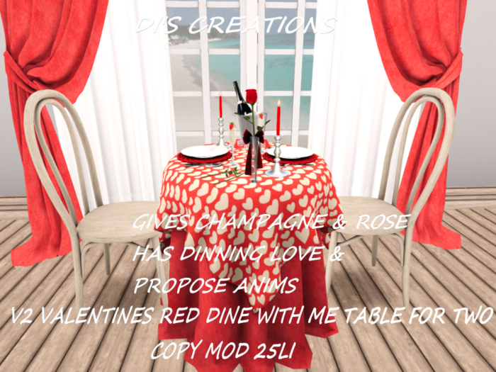 V2 VALENTINES RED DINE WITH ME TABLE FOR TWO