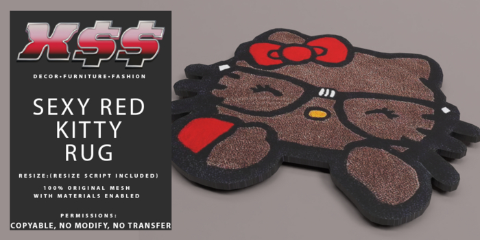 (X$$) - SexyRed Kitty Rug (BOXED)