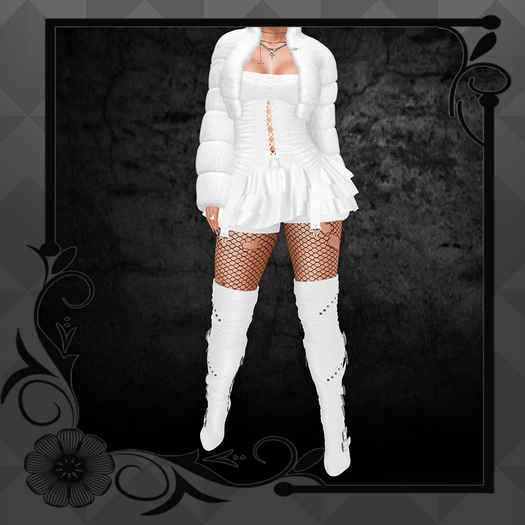 V2V BERNICE DRESS OUTFIT WHITE ( LARA X)ADD ME