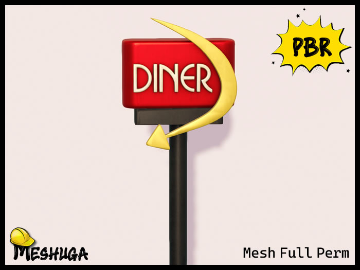 Meshuga PBR Retro Diner Sign  FULL PERM MESH 