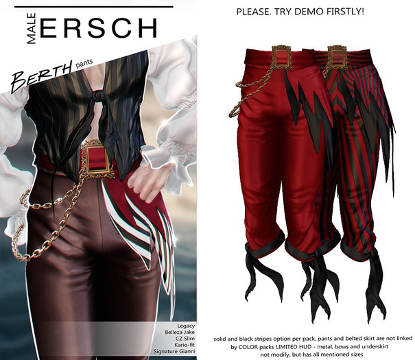 ERSCH - Berth pants -red-
