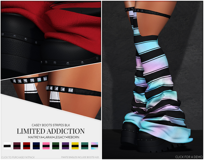 Limited Addiction - Casey Boots Stripes BLK