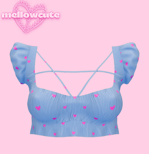 mellowcute-aurora top-blue hearts