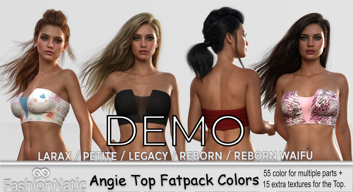 Demo Top  Angie Fatpack Colors - Reborn, Waifu, Legacy,  LaraX, PetiteX - FashionNatic