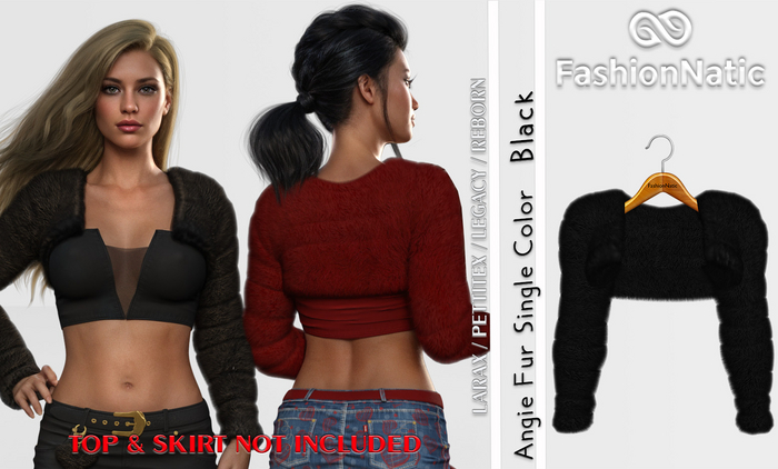 Fur Bolero Angie Black - Reborn, Waifu, Legacy,  LaraX, PetiteX - FashionNatic 