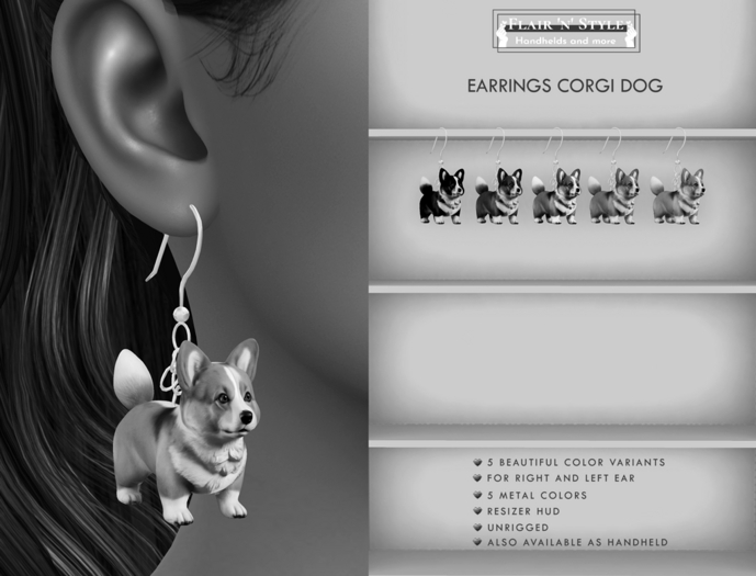 {Flair 'n' Style} Earrings Corgi Dog DEMO