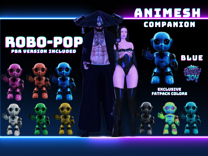 Fuzzyjoy Robopop Animesh Companion Blue