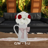 Vase of Roses-Red.White