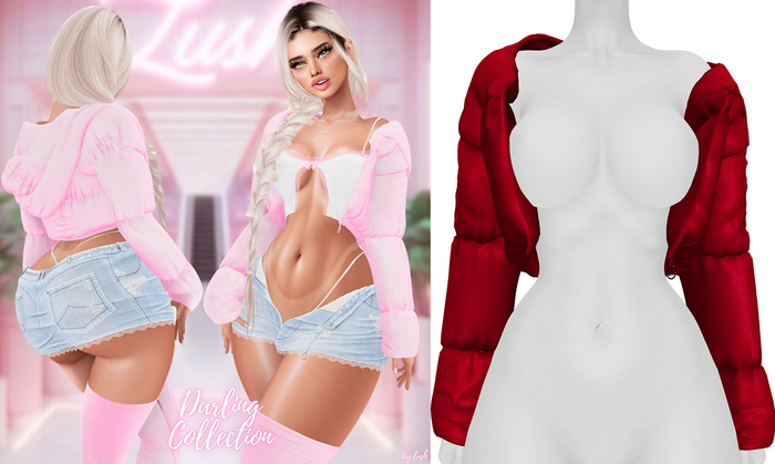 Lush - Darling Puffer Jacket Cherry