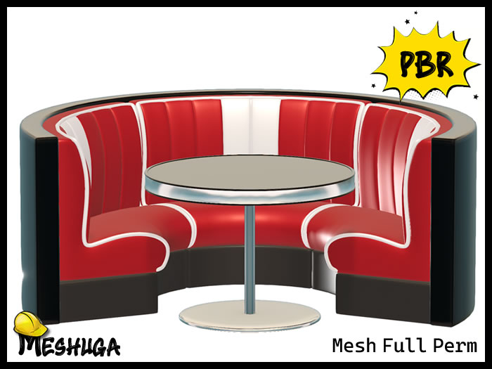 Meshuga PBR Retro Diner Circular Booth FULL PERM MESH