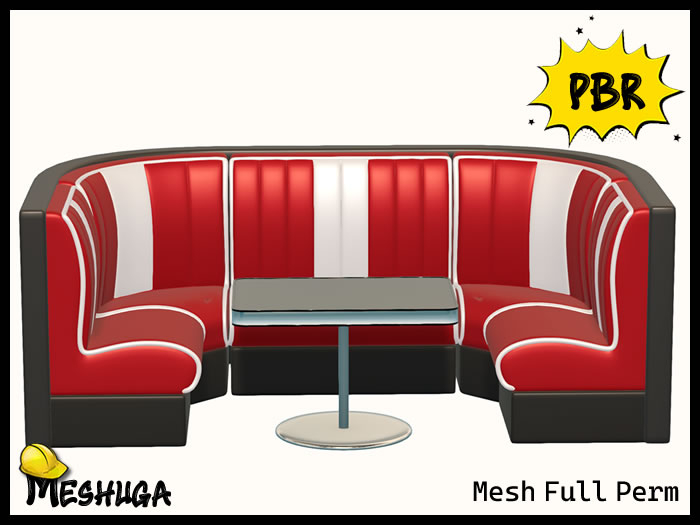 Meshuga PBR Retro Diner Square Booth FULL PERM MESH 