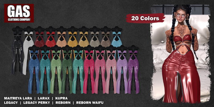 GAS [Long Latex Dress Lillith - 20 Colors w/HUD FATPACK] Demo