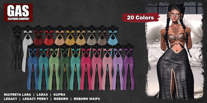 GAS [Long Silk Dress Lillith - 20 Colors w/HUD FATPACK] Demo