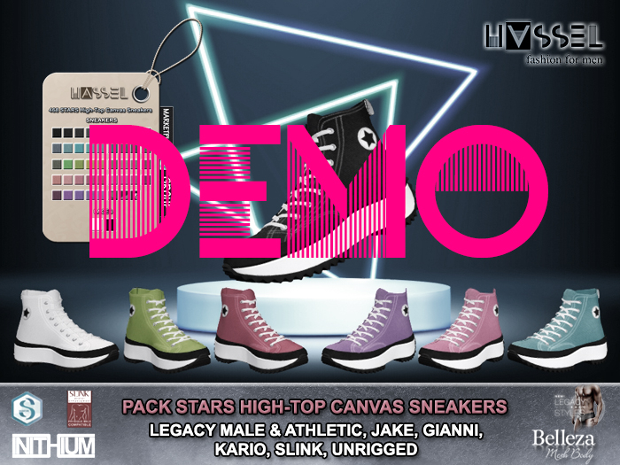 (HASSEL) DEMO STARS HIGH-TOP CANVAS SNEAKERS LEGACY MALE, LEGACY ATHLETIC, KARIO, JAKE, GIANNI, SLINK 468