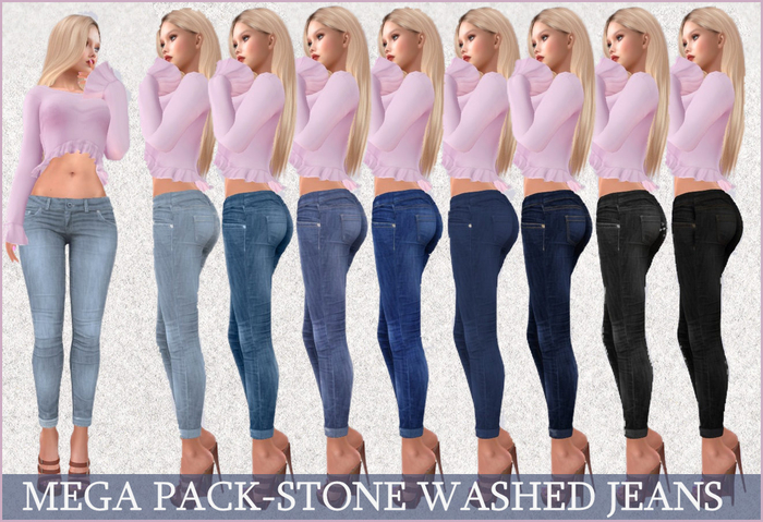 STONE WASHED SKINNY JEANS-MIDNIGHT-MAITREYA LARA-LARAX,LEGACY CLASSIC-PERKY-FREE MEGAPACK--EBODY REBORN-BELLEZA GENX