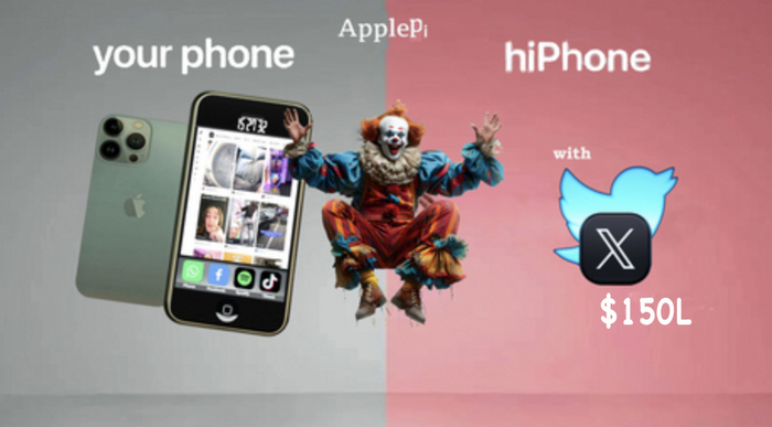 HIphone X or Twitter with LCD clock