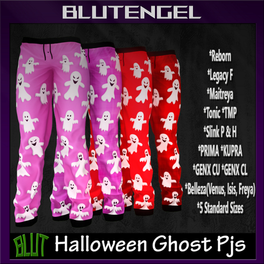 Pink/Red Halloween Ghost F Pjs