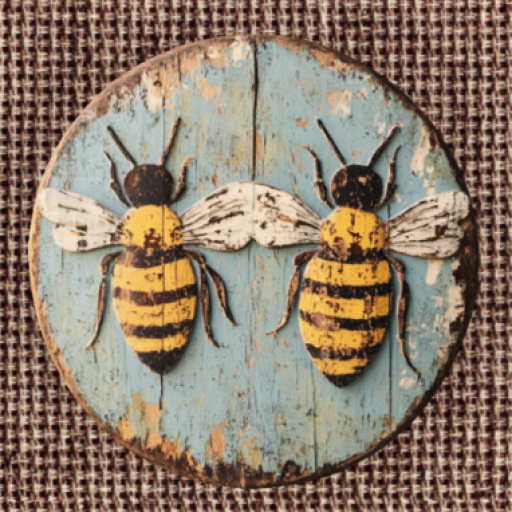 Painted Folk Art Sign With Bees