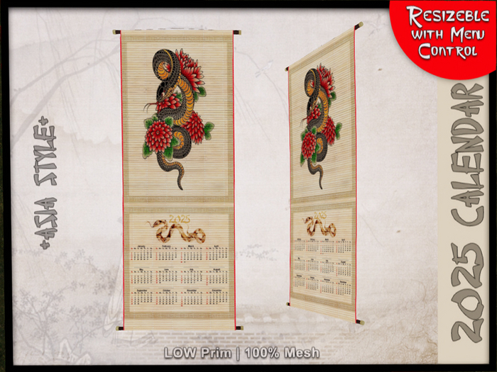 *ASIA STYLE* Calendar 2025 Flower Snake