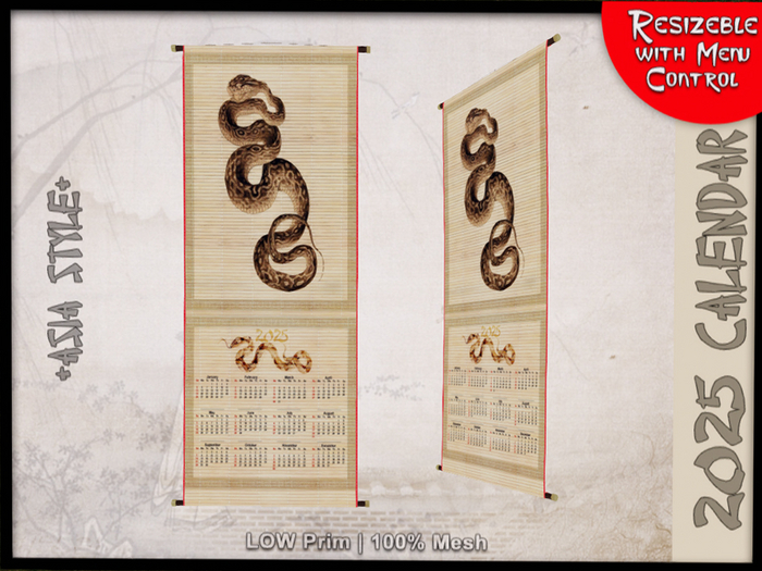 *ASIA STYLE* Calendar 2025 Brown Snake