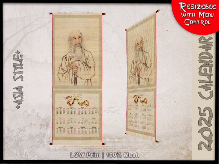 *ASIA STYLE* Calendar 2025  old man