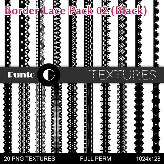 Full Perm Textures - Border Lace Pack 02 (Black)