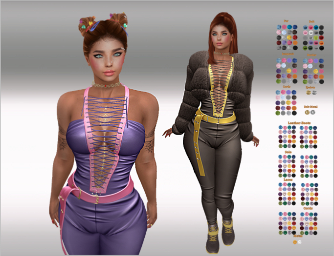 SET Fur-Jacket & Body,Belt,Boots with Studs 266x Color HUD,LaraX,Legacy,Reborn,full Pack