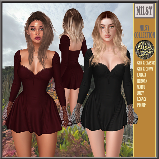 BELL SLEEVE SATIN DRESS,2OPTIONS
