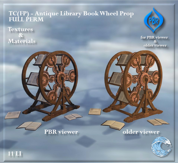 Second Life Marketplace - TC(FP) - Antique Library Book Wheel Prop FULL ...