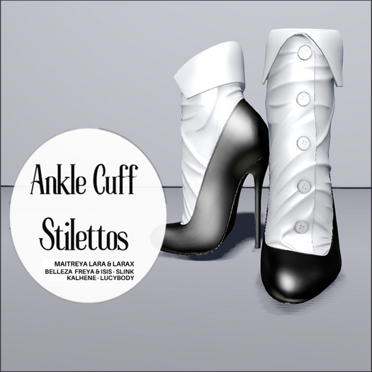 ANKLE CUFF STILETTOS-MAITREYA LARA LARAX KALHENE LUCYBODY BELLEZA FREYA ISIS SLINK HOURGLASS-PHYSIQUE