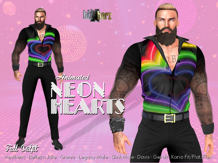 hizNherz Neon Hearts Men's Outfit (Animated)