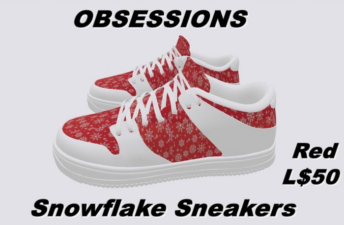 Sneakers -Snowflakes Red - Maitreya