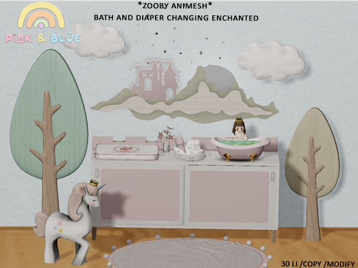 Zooby Animesh Bath and Diaper Changing Enchanted{Pink&Blue}