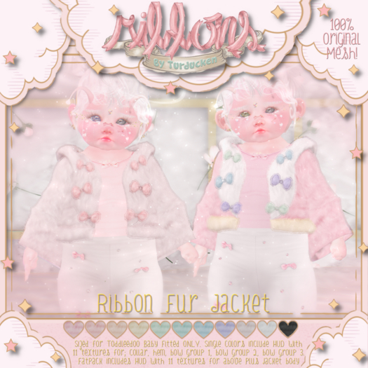 {Ribbons} Ribbon Fur Jacket - Peach {Box}