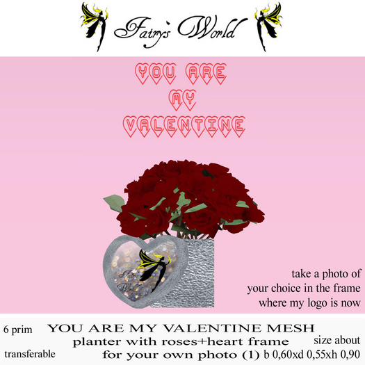 *FW* YOU ARE MY VALENTINE roses+heart frame photo 1
