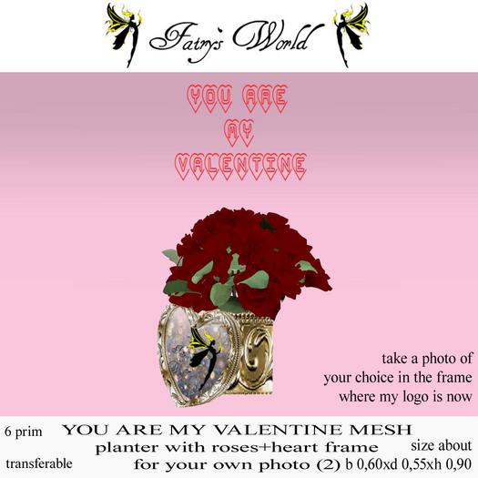 *FW* YOU ARE MY VALENTINE roses+heart frame photo 2