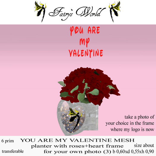 *FW* YOU ARE MY VALENTINE roses+heart frame photo 3