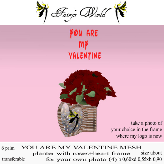 *FW* YOU ARE MY VALENTINE roses+heart frame photo 4