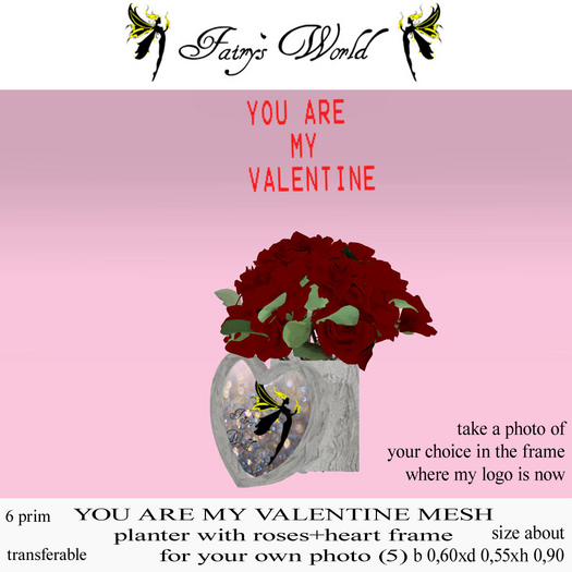 *FW* YOU ARE MY VALENTINE roses+heart frame photo 5