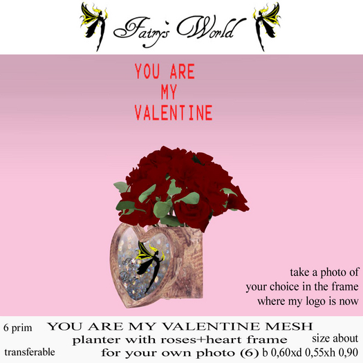 *FW* YOU ARE MY VALENTINE roses+heart frame photo 6