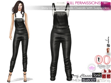 Full Perm 2in1 Shiny Leather Coveralls Overalls With Suspenders Slink Maitreya 5.3 LaraX Belleza Ebody Reborn Legacy