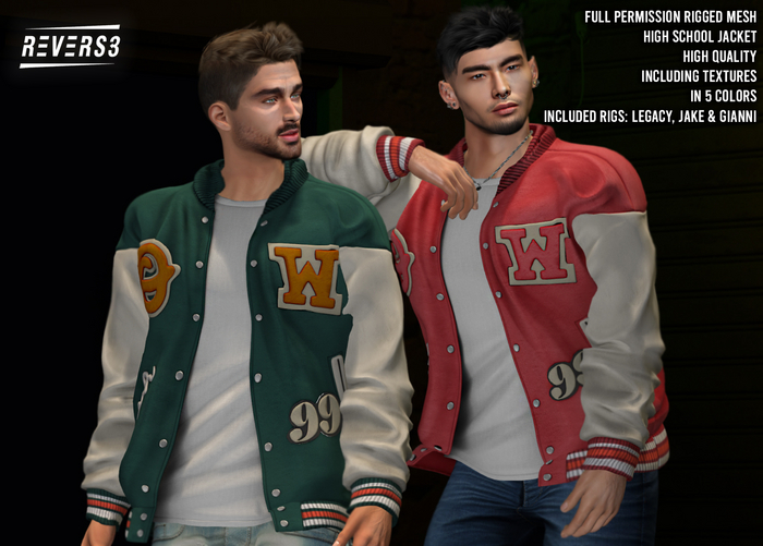 REVERS3 | Full Perm High School Jacket for Men including Rigs and textures