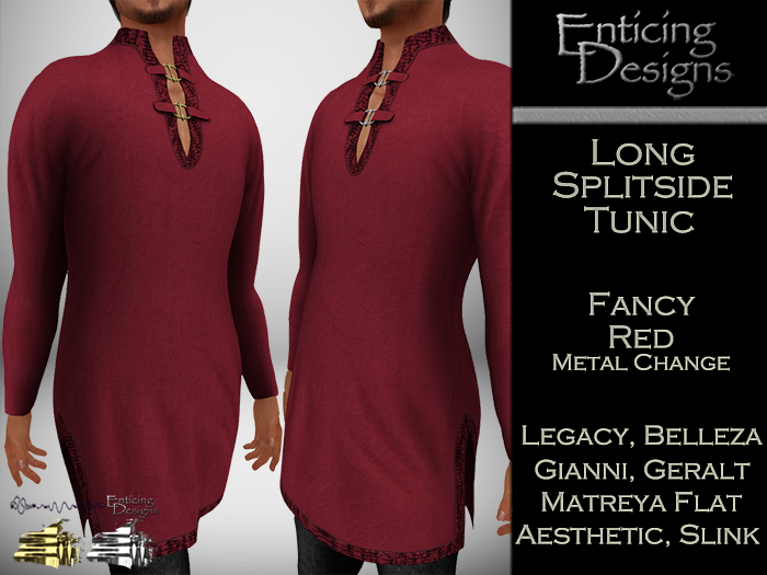 *ED Long Split Side Tunic - Fancy Red