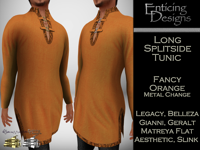*ED Long Split Side Tunic - Fancy Orange