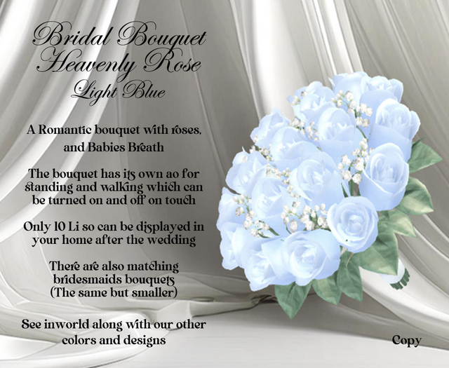 Heavenly Rose Bridal Bouquet  - Light Blue 