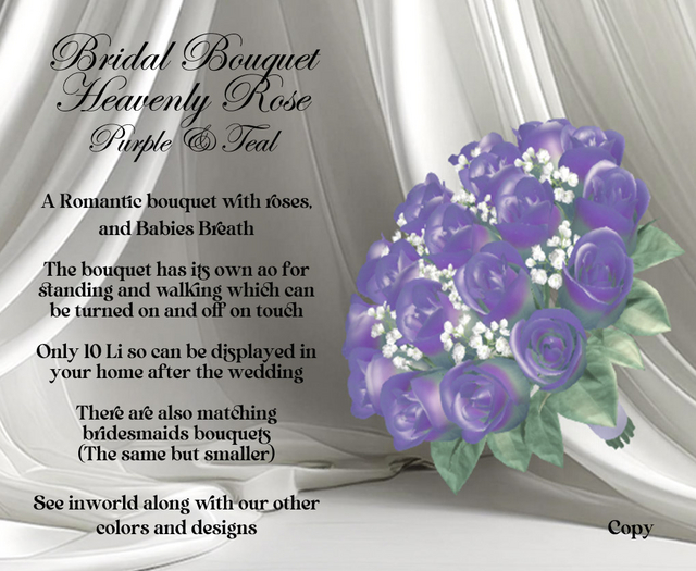 Heavenly Rose Bridal Bouquet  - Teal & Purple