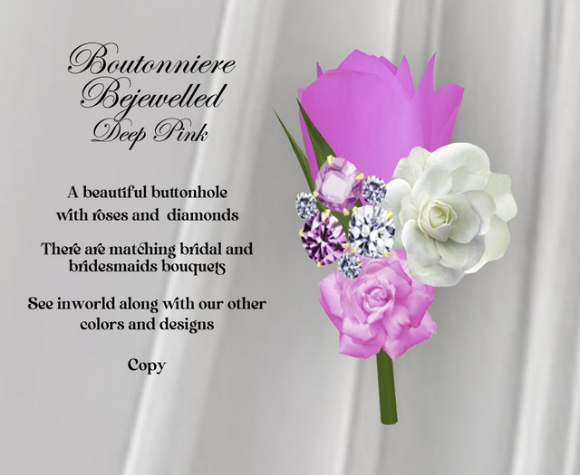Bejewelled Boutonniere - Deep Pink